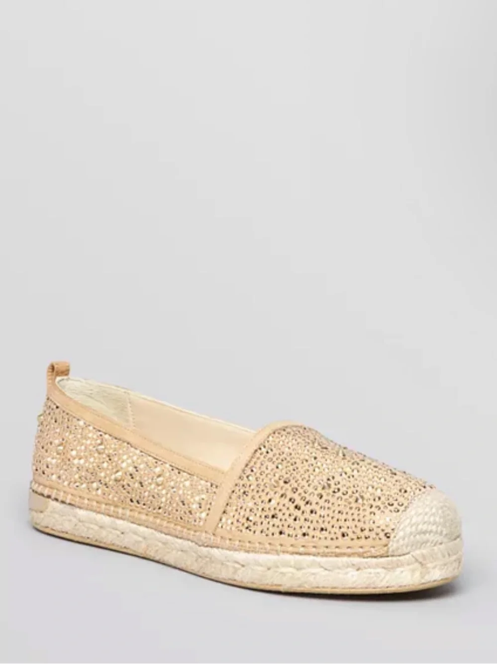 Stuart Weizman Embellished Tan Espadrille Flats with Crystal Accents size 11 M